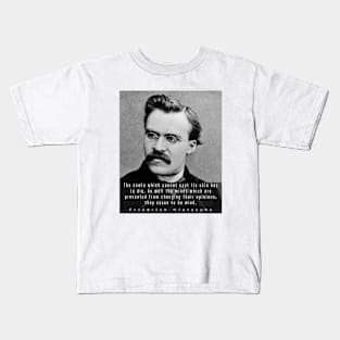 Friedrich Nietzsche portrait and quote: The snake which cannot cast its skin.... Kids T-Shirt